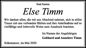 Traueranzeige von Else Timm von SYK