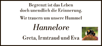 Traueranzeige von Hannelore  von SYK