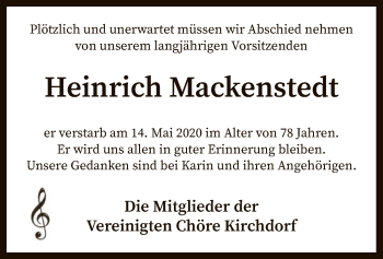 Traueranzeige von Heinrich Mackenstedt von SYK