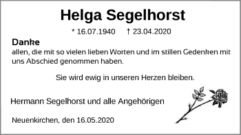 Traueranzeige von Helga Segelhorst von SYK