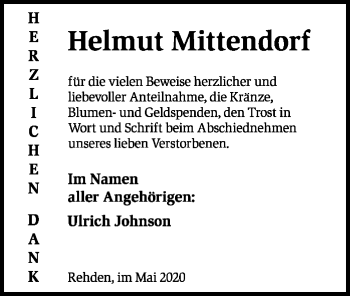 Traueranzeige von Helmut Mittendorf von SYK