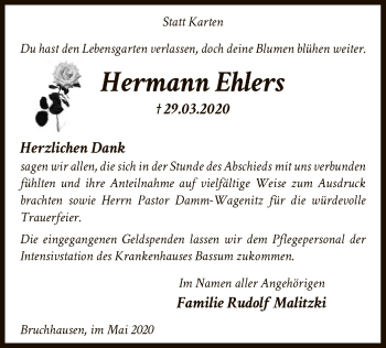 Traueranzeige von Hermann Ehlers von SYK