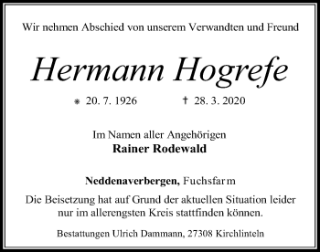 Traueranzeige von Hermann Hogrefe von SYK