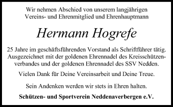 Traueranzeige von Hermann Hogrefe von SYK