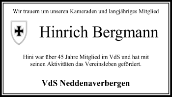 Traueranzeige von Hinrich Bergmann von SYK