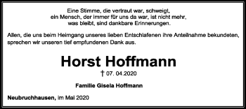 Traueranzeige von Horst Hoffmann von SYK