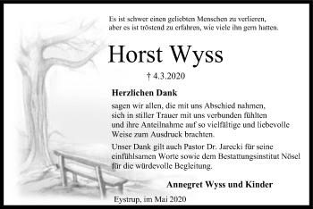 Traueranzeige von Horst Wyss von SYK