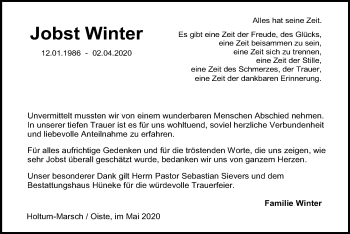 Traueranzeige von Jobst Winter von SYK