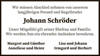 Traueranzeige von Johann Schröder von SYK