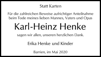 Traueranzeige von Karl-Heinz Henke von SYK