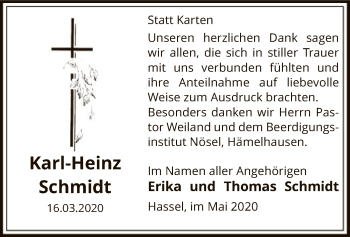 Traueranzeige von Karl-Heinz Schmidt von SYK