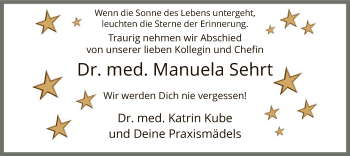 Traueranzeige von Manuela Sehrt von SYK
