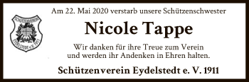 Traueranzeige von Nicole Tappe von SYK