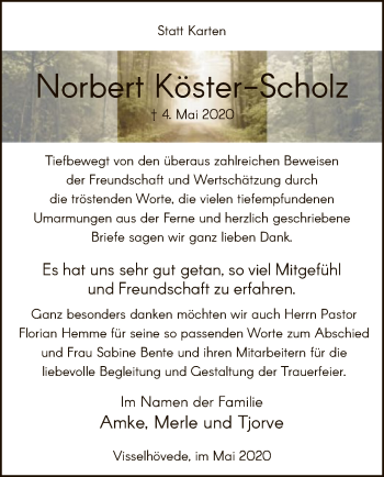 Traueranzeige von Norbert Köster-Scholz von SYK