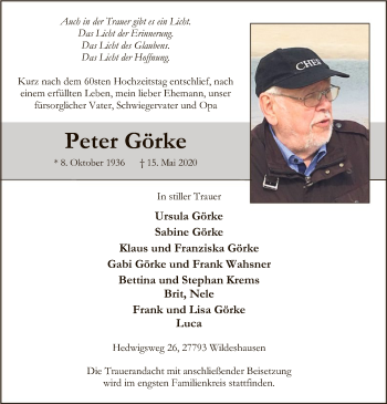 Traueranzeige von Peter Görke von SYK