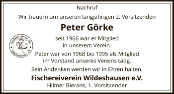 Traueranzeige von Peter Görke von SYK