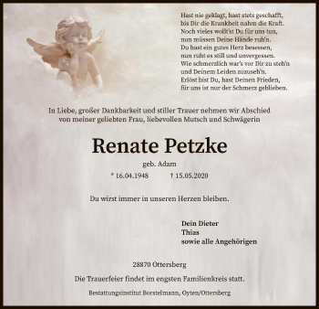 Traueranzeige von Renate Petzke von SYK