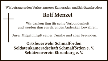 Traueranzeige von Rolf Menzel von SYK