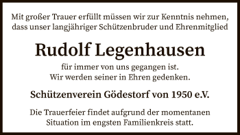 Traueranzeige von Rudolf Legenhausen von SYK