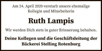 Traueranzeige von Ruth Lampis von SYK