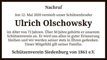 Traueranzeige von Ulrich Olschowsky von SYK