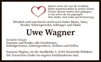 Traueranzeige von Uwe Wagner von SYK