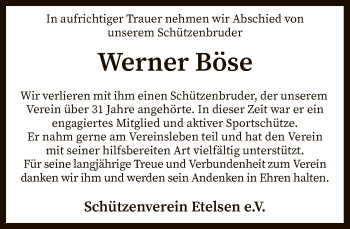 Traueranzeige von Werner Böse von SYK