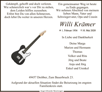 Traueranzeige von Willi Krämer von SYK