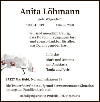 Traueranzeige von Anita Löhmann von SYK