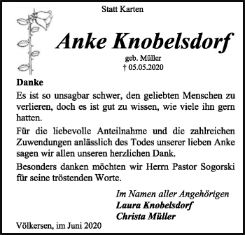 Traueranzeige von Anke Knobelsdorf von SYK