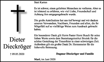 Traueranzeige von Dieter Dieckröger von SYK