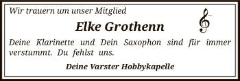 Traueranzeige von Elke Grothenn von SYK