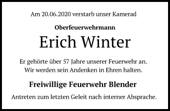 Traueranzeige von Erich Winter von SYK