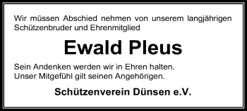 Traueranzeige von Ewald Pleus von SYK