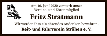 Traueranzeige von Fritz Stratmann von SYK