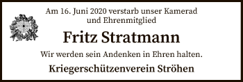 Traueranzeige von Fritz Stratmann von SYK