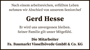 Traueranzeige von Gerd Hesse von SYK