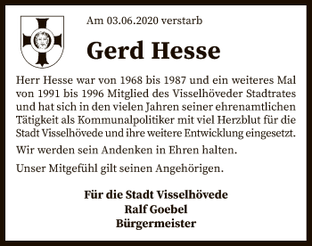 Traueranzeige von Gerd Hesse von SYK