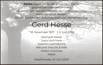 Traueranzeige von Gerd Hesse von SYK