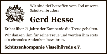 Traueranzeige von Gerd Hesse von SYK