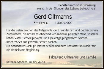 Traueranzeige von Gerd Oltmanns von SYK