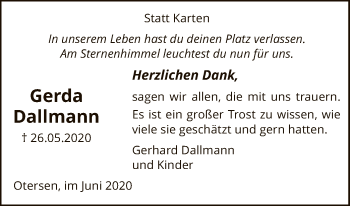 Traueranzeige von Gerda Dallmann von SYK