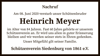 Traueranzeige von Heinrich Meyer von SYK