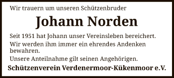 Traueranzeige von Johann Norden von SYK