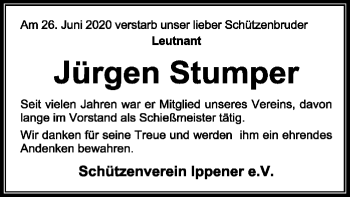 Traueranzeige von Jürgen Stumper von SYK