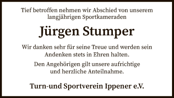 Traueranzeige von Jürgen Stumper von SYK