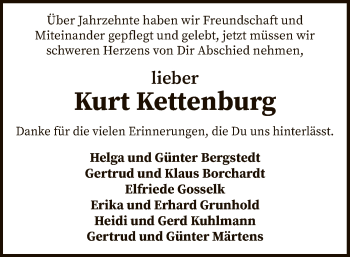 Traueranzeige von Kurt Kettenburg von SYK