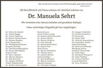 Traueranzeige von Manuela Sehrt von SYK