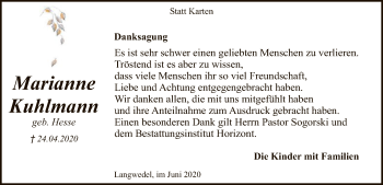 Traueranzeige von Marianne Kuhlmann von SYK