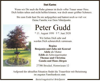 Traueranzeige von Peter Gudd von SYK